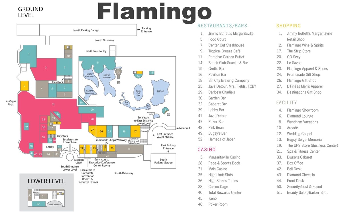 karta över Flamingo Las Vegas