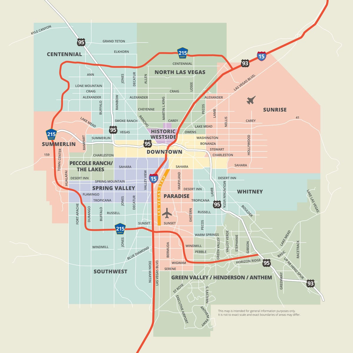 karta över Las Vegas stadsdelar