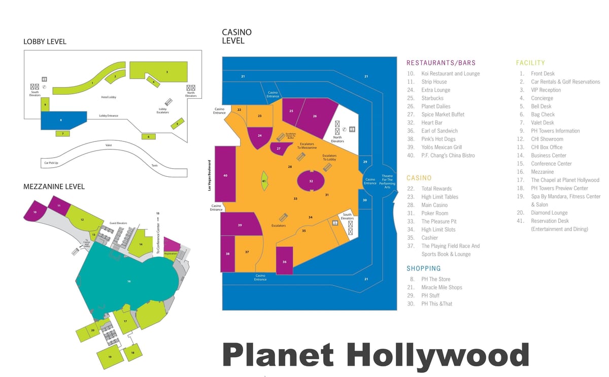 Las Vegas strip är Planet Hollywood karta